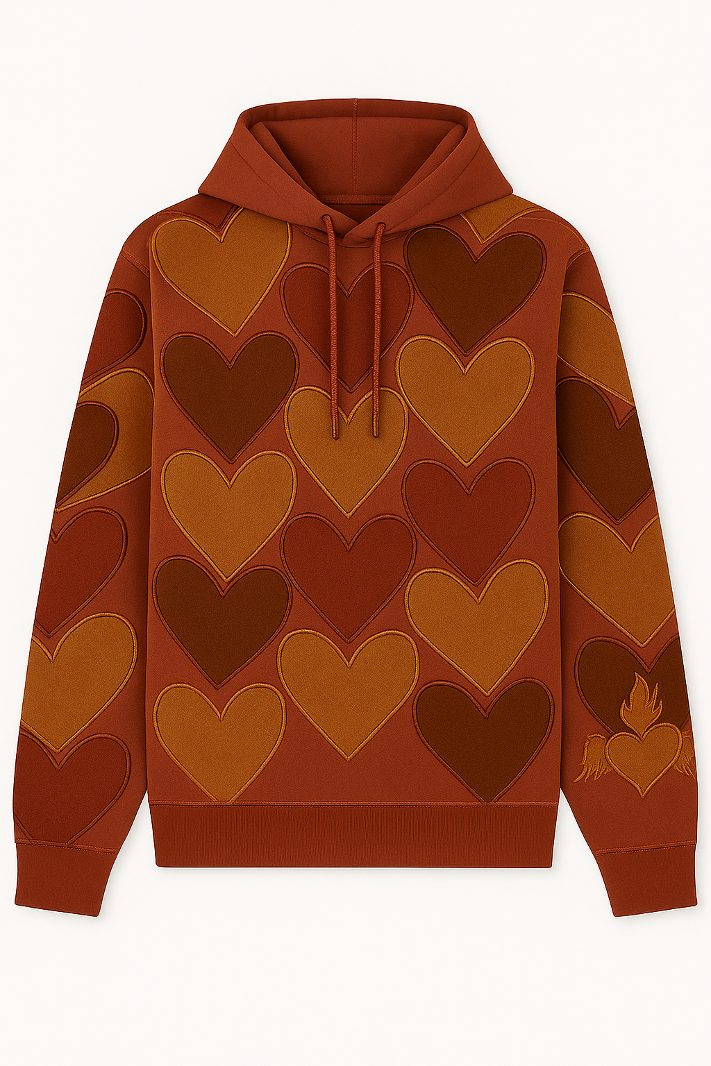 Hearts Hoodie Rust